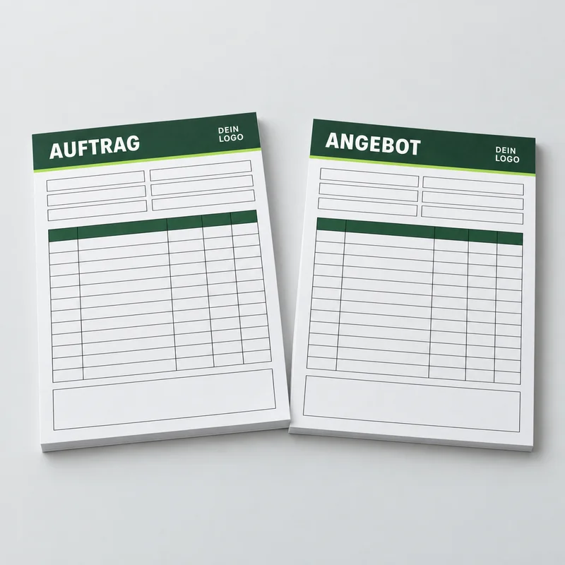Gedruckte Auftrags- und Angebotsformulare mit leeren Feldern