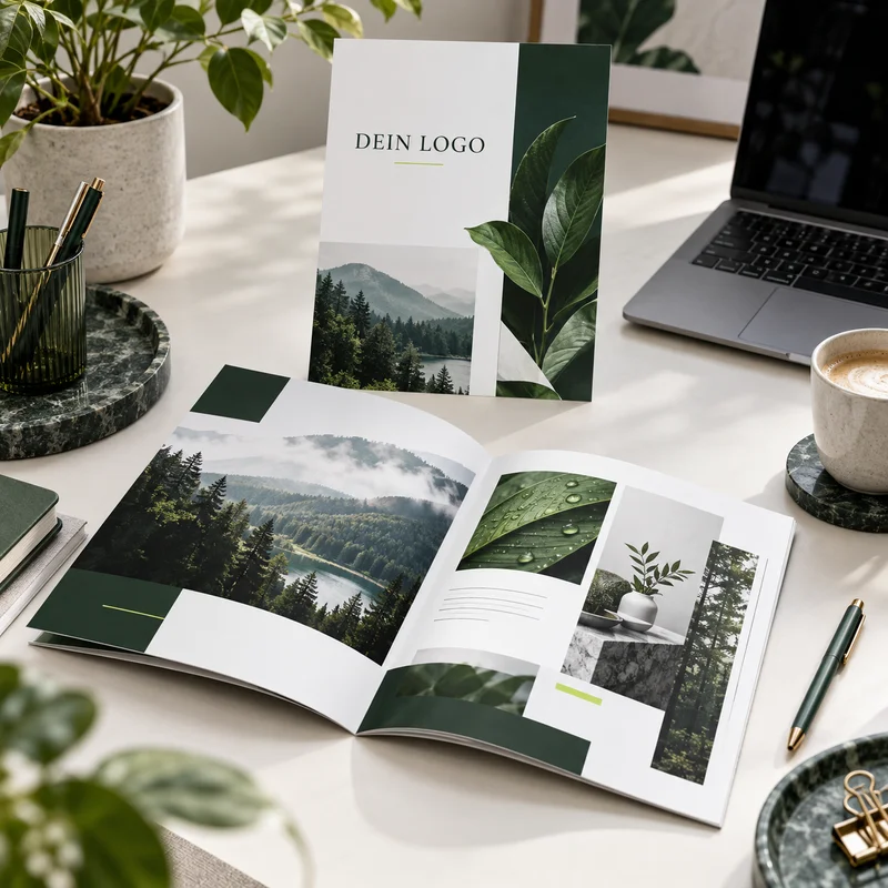 Illustratives Mockup: Flyer- & Broschürengestaltung