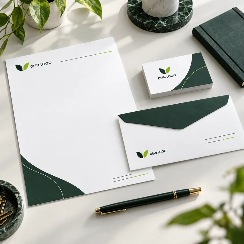 Briefpapier, Visitenkarte und Briefumschlag im einheitlichen Firmendesign