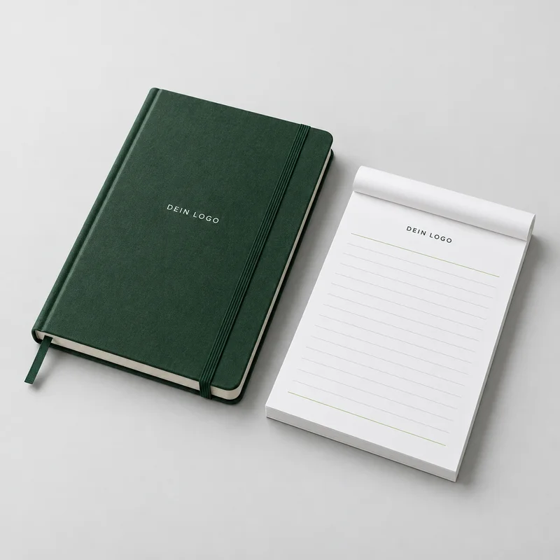 Illustratives Mockup: Notizbücher & Notizblöcke