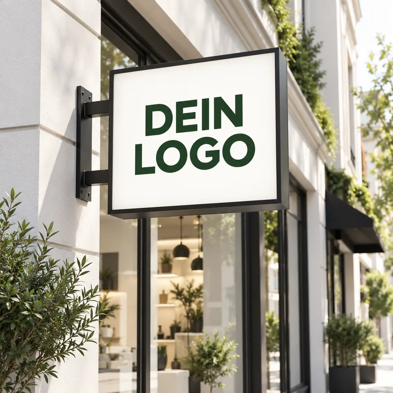 Beleuchteter LED-Leuchtkasten an moderner Fassade